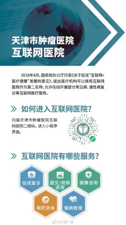 天津肿瘤医院互联网医院上线 可在线续方+药品自取！配送!