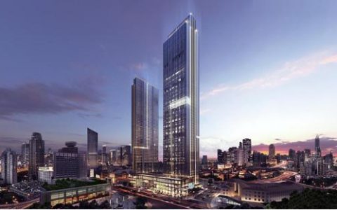 天津小白楼CBD又添一地标 313米超高层正式封顶