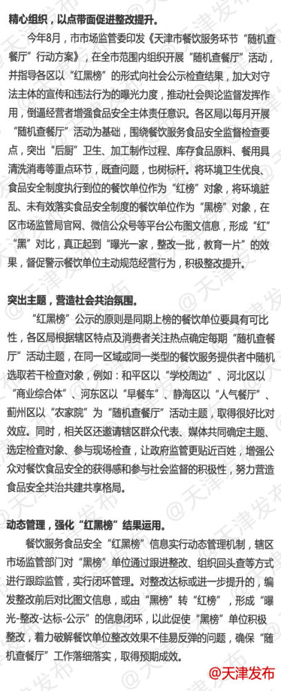 天津推食品安全“红黑榜” 51家单位上“黑榜”