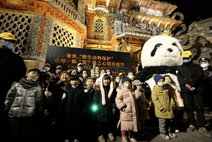 天津瓷房子首开免费夜游 光影互动呼吁保护动物