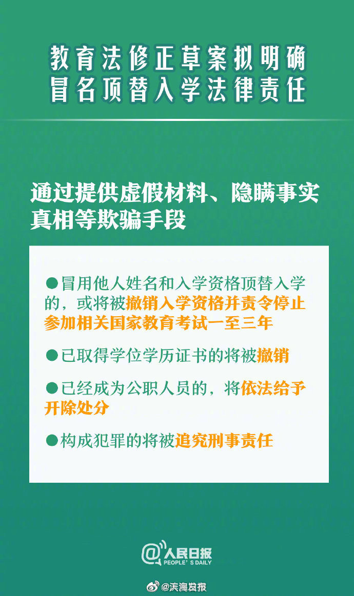 我国拟明确冒名顶替入学法律责任