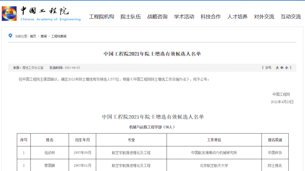 中国工程院院士增选候选名单公布，天津多人上榜！