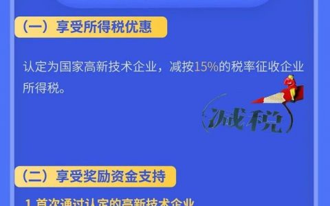 【一图读懂】高新技术企业认定及奖励政策在这里！