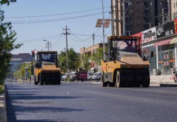 天津东丽宜家周边道路维修工程有序进行